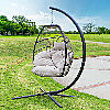 Outdoor Large Lounge Chair Patio Hanging Egg Seat Swing Cushion Headrest Beige