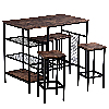 Rectangular Disassembly and Assembly P2 Board Iron Taupe Wood Surface Black Iron Bracket Three Storage Layers 1 Table 4 Chairs Dining Table and Chair Set