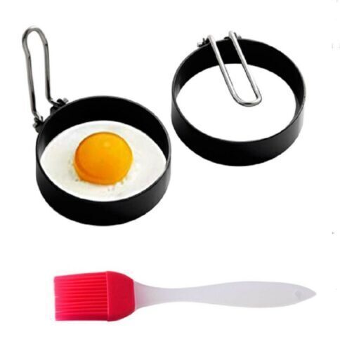 2 Pcs Non Stick Fried Egg Shaper Stainless Steel Pancake Ring Mold Cooking Tool