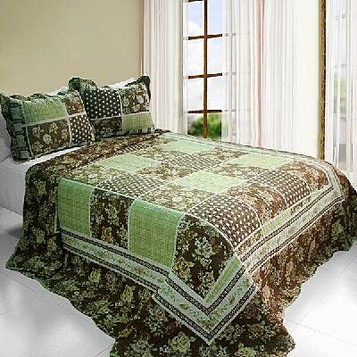 [free Life] Cotton 3pc Vermicelli-quilted Printed Quilt Set (full/queen Size)