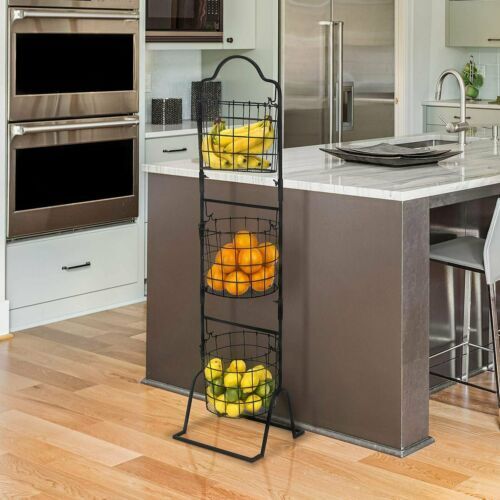 Sorbus 3-Tier Wire Market Basket Stand for Fruit Vegetables Toiletries